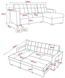 Kyoto Austin Fabric Reversible Corner Sofa Bed - Navy - thumbnail 2