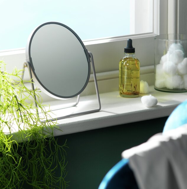 Argos Home Grey Metal Round Pedestal Swivel Mirror - 21x19cm - image 1