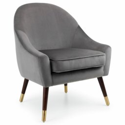 Julian Bowen Elliot Velvet Accent Chair Metal Feet - Grey - thumbnail 2