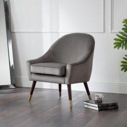 Julian Bowen Elliot Velvet Accent Chair Metal Feet - Grey