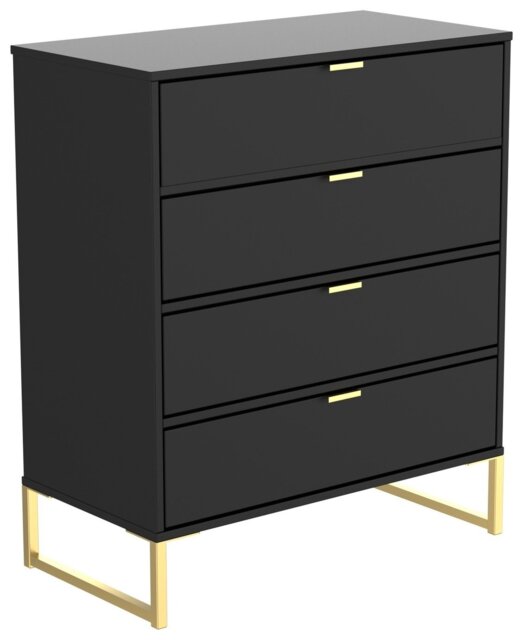 Livara Ready Assembled Messina 4 Drawer Chest - Black - image 1