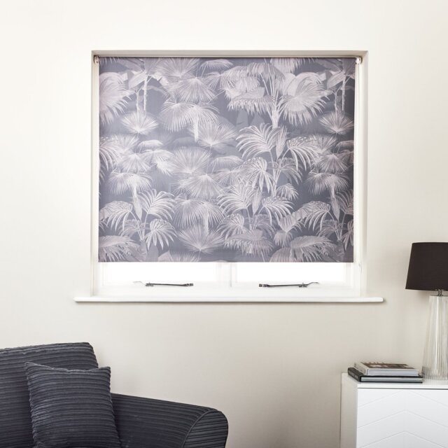 Argos Home Botanical Palm Blackout Grey Roller Blind - 120cm - image 1
