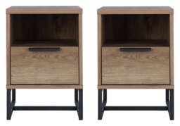 Habitat Nomad 1 Drawer Set of 2 Bedside Tables - Oak Effect - thumbnail 2