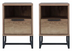 Habitat Nomad 1 Drawer Set of 2 Bedside Tables - Oak Effect - thumbnail 1