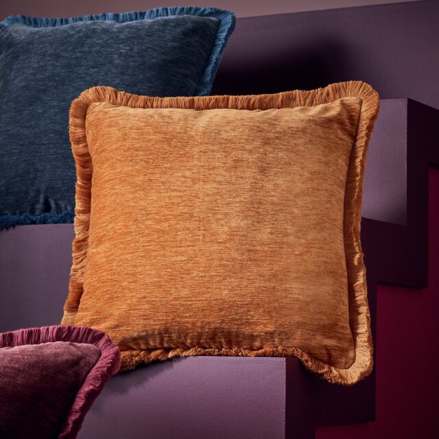 Habitat Fringed Chenille Cushion Orange - 43x43cm - image 1