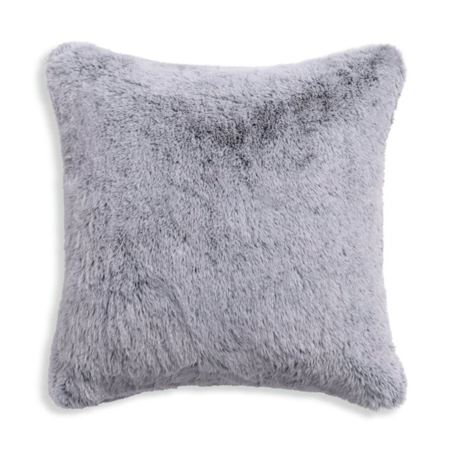 Habitat Faux Fur Tipped Cushion - Charcoal - 43x43cm - image 1