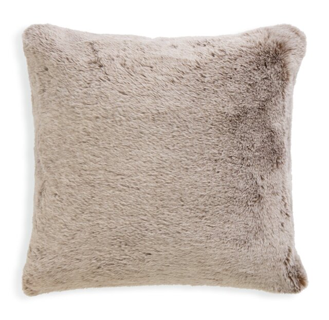 Habitat Fur Tipped Cushion - Brown - 43x43cm - image 1