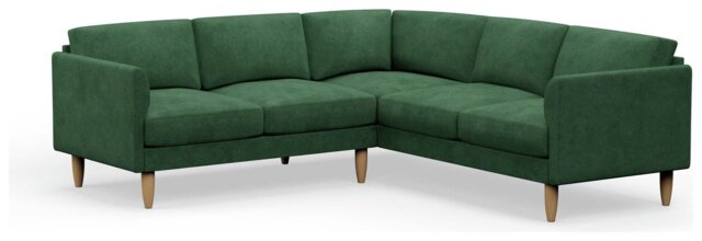 Hutch Plus Velvet Curve Arm 5 Seater Corner Sofa- Sage Green - image 1