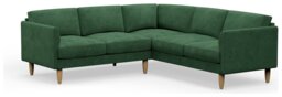 Hutch Plus Velvet Curve Arm 5 Seater Corner Sofa- Sage Green - thumbnail 1