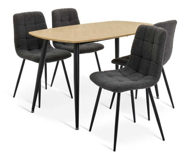 Argos Home Cobin Oak Dining Table & 4 Charcoal Chairs - image 1