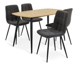 Argos Home Cobin Oak Dining Table & 4 Charcoal Chairs