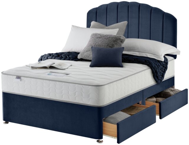 Silentnight Middleton Double 4 Drawer Divan Bed - Blue - image 1