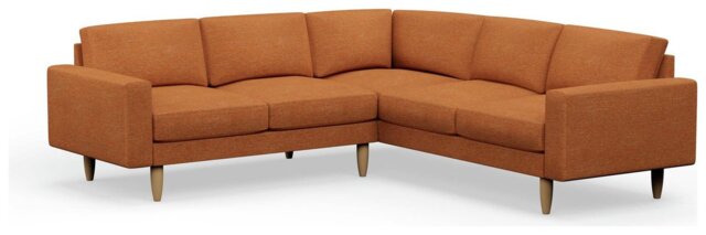 Hutch Plus Fabric Block Arm 5 Seater Corner Sofa - Rust - image 1