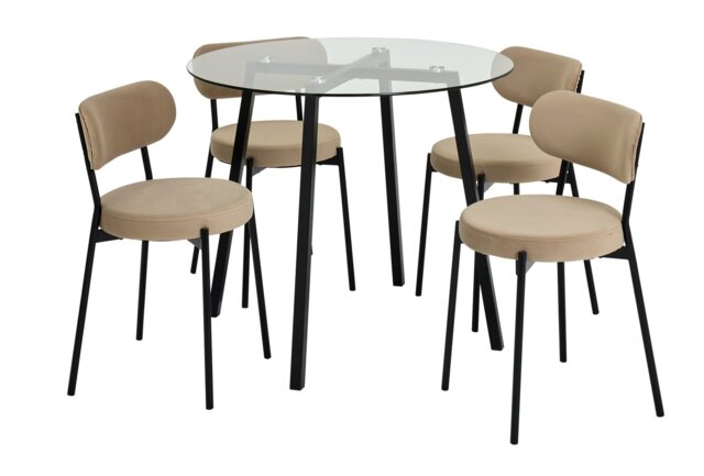 Argos Home Fyra Glass Dining Table & 4 Beige Chairs - image 1