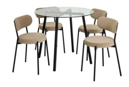 Argos Home Fyra Glass Dining Table & 4 Beige Chairs