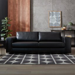 Argos Home Daly Leather Wide Arm 4 Seater Sofa - Black