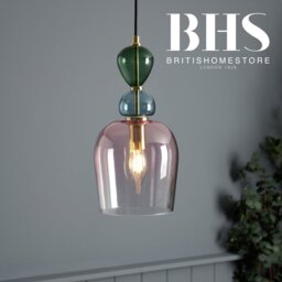 BHS Arezzo Glass Pendant Light - Blush Pink - thumbnail 2