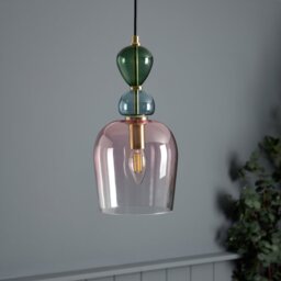 BHS Arezzo Glass Pendant Light - Blush Pink - thumbnail 1