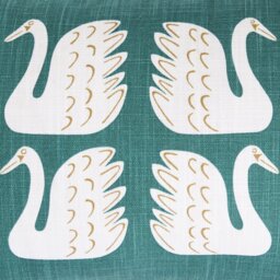 Habitat x Scion Swim Swam Swan Cushion - Green - 30x50cm - thumbnail 2
