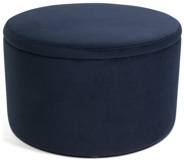 Habitat Large Dex Velvet Storage Footstool - Navy