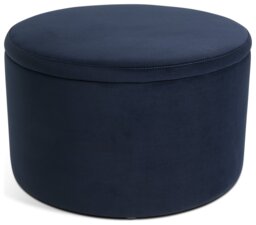 Habitat Large Dex Velvet Storage Footstool - Navy - thumbnail 1