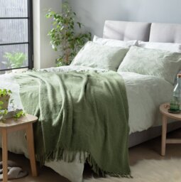 Habitat Faux Mohair Throw - Sage Green - 125x150cm - thumbnail 2
