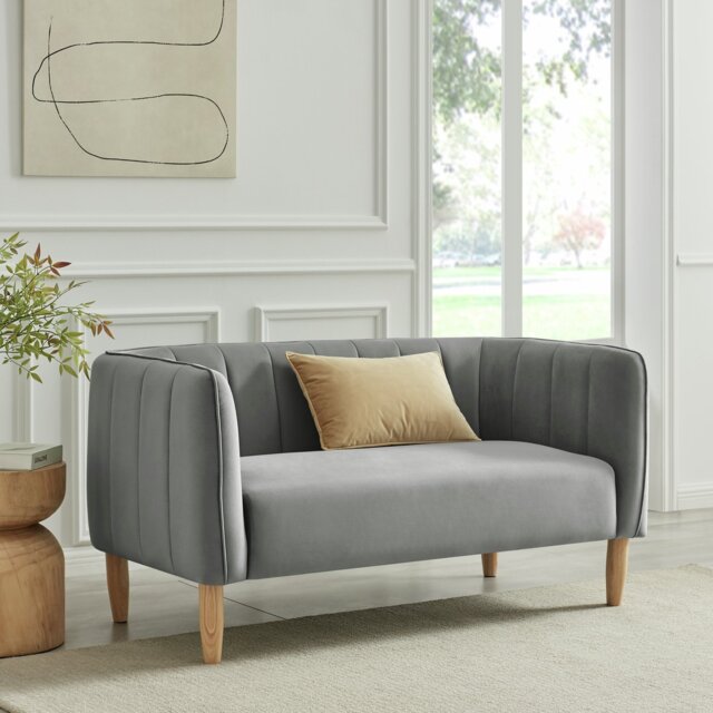 Argos Home Pandora Velvet 2 Seater Sofa - Grey - image 1
