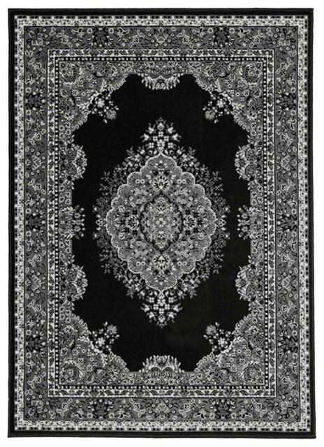 Homemaker Bukhura Traditional Black Cut Pile Rug - 160x230cm - image 1