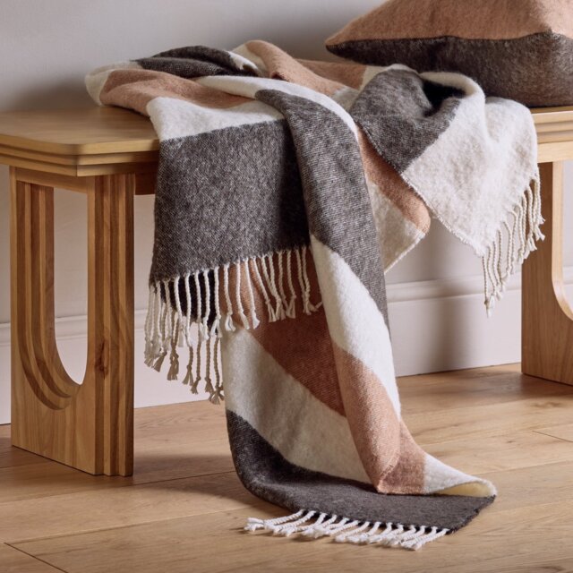 Habitat Striped Faux Mohair Throw - Neutral - 125x150cm - image 1