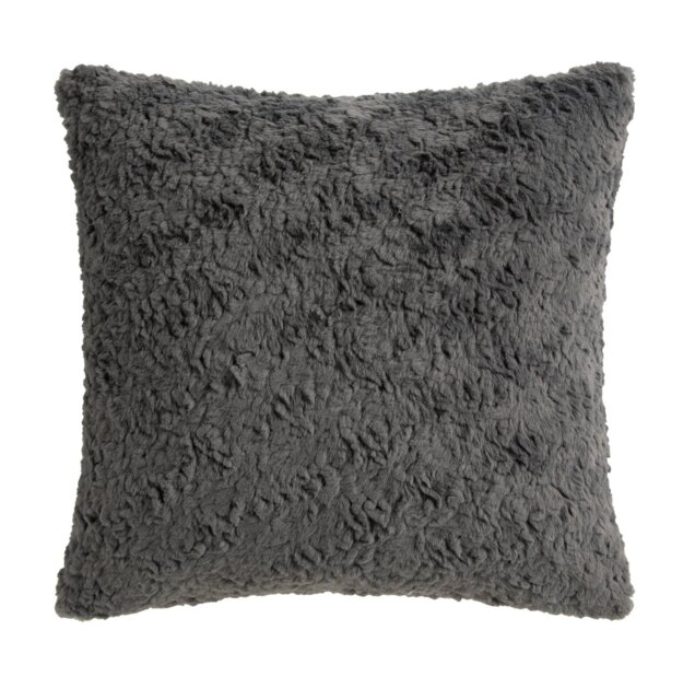 Habitat Faux Fur Textured Cushion - Charcoal - 43x43cm - image 1