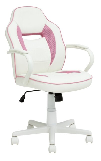 Argos Home Faux Leather Mid Back Gaming Chair - White & Pink - image 1