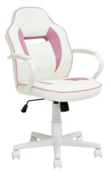 Argos Home Faux Leather Mid Back Gaming Chair - White & Pink - thumbnail 1