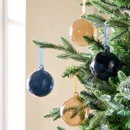 Habitat Pack of 4 Christmas Glass Baubles - Navy - thumbnail 1