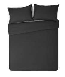 Habitat Cotton Rich 180 TC Plain Black Bedding Set - Double - thumbnail 1