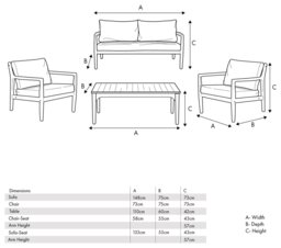 Pacific Malta 4 seater Wooden Garden Sofa Set - Natural - thumbnail 2