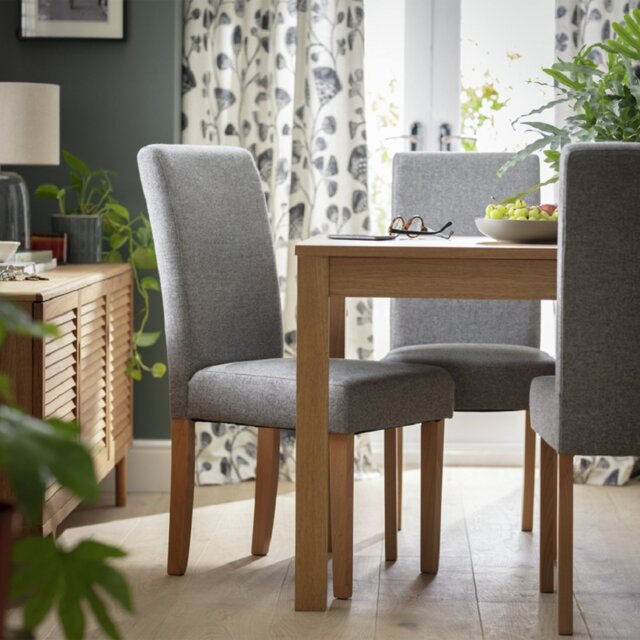 Argos Home Pair of Tweed Fabric Dining Chairs - Grey - image 1