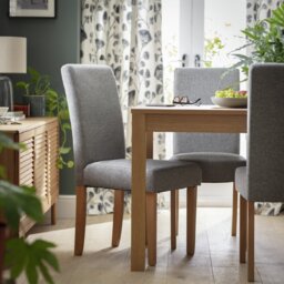 Argos Home Pair of Tweed Fabric Dining Chairs - Grey - thumbnail 1