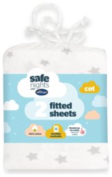 Silentnight Safe Nights Nursery 2Pack Grey Fitted Sheets-Cot - thumbnail 1