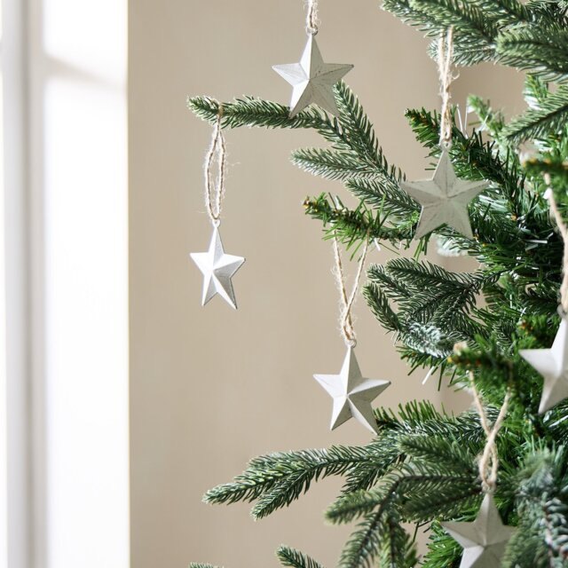 Habitat Pack of 6 White Metal Stars Christmas Decoration - image 1