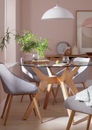 Habitat Zela Glass 4 Seater Dining Table - Natural - thumbnail 1