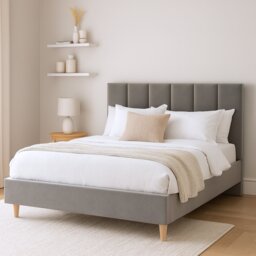 Millbrook Piper Kingsize Fabric Bed Frame -Grey - thumbnail 1