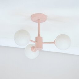 ValueLights Marlow Metal 3-Light Flush Ceiling Light - Soft Pink - thumbnail 2
