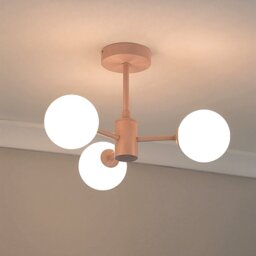 ValueLights Marlow Metal 3-Light Flush Ceiling Light - Soft Pink
