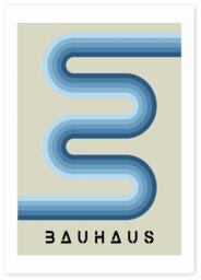 East End Prints Blue Stripes Bauhaus Art Print - A3 - thumbnail 2
