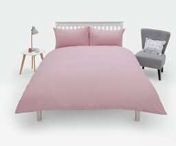Habitat Cotton Rich 180 TC Plain Pink Bedding Set - Double - thumbnail 2