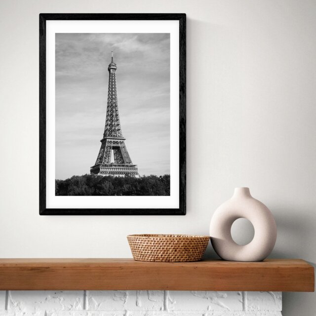 East End Prints Eiffel Tower Black Frame Art Print - A3 - image 1