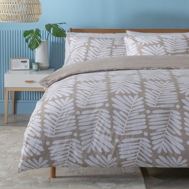 Habitat Cotton Paper Cut Leaf Brown Bedding Set - Double - image 1