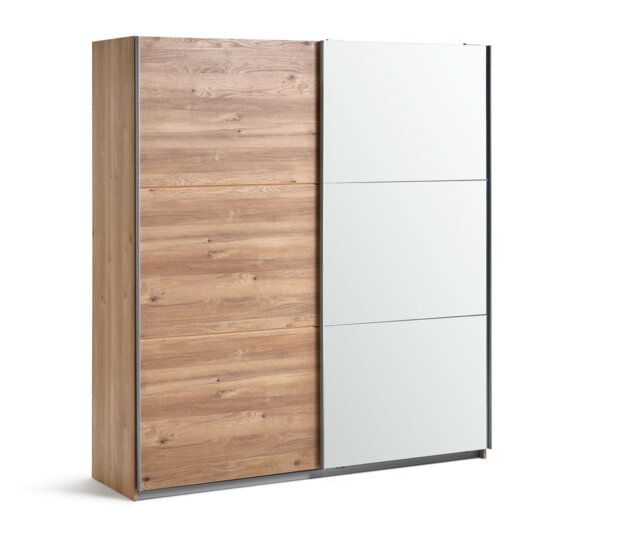 Habitat Holsted Mirror 180cm Sliding Wardrobe - Oak Effect - image 1