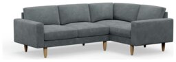 Hutch Velvet Block Arm 4 Seater Corner Sofa - Slate Grey - thumbnail 1