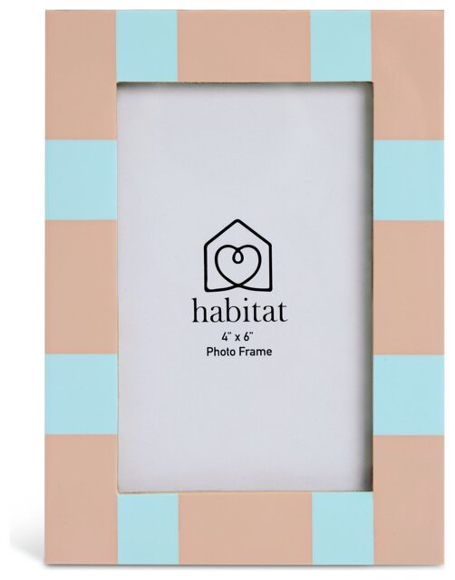 """Habitat Checkered Pink & Blue Mango Wood Frame - 4x6""""""" - image 1